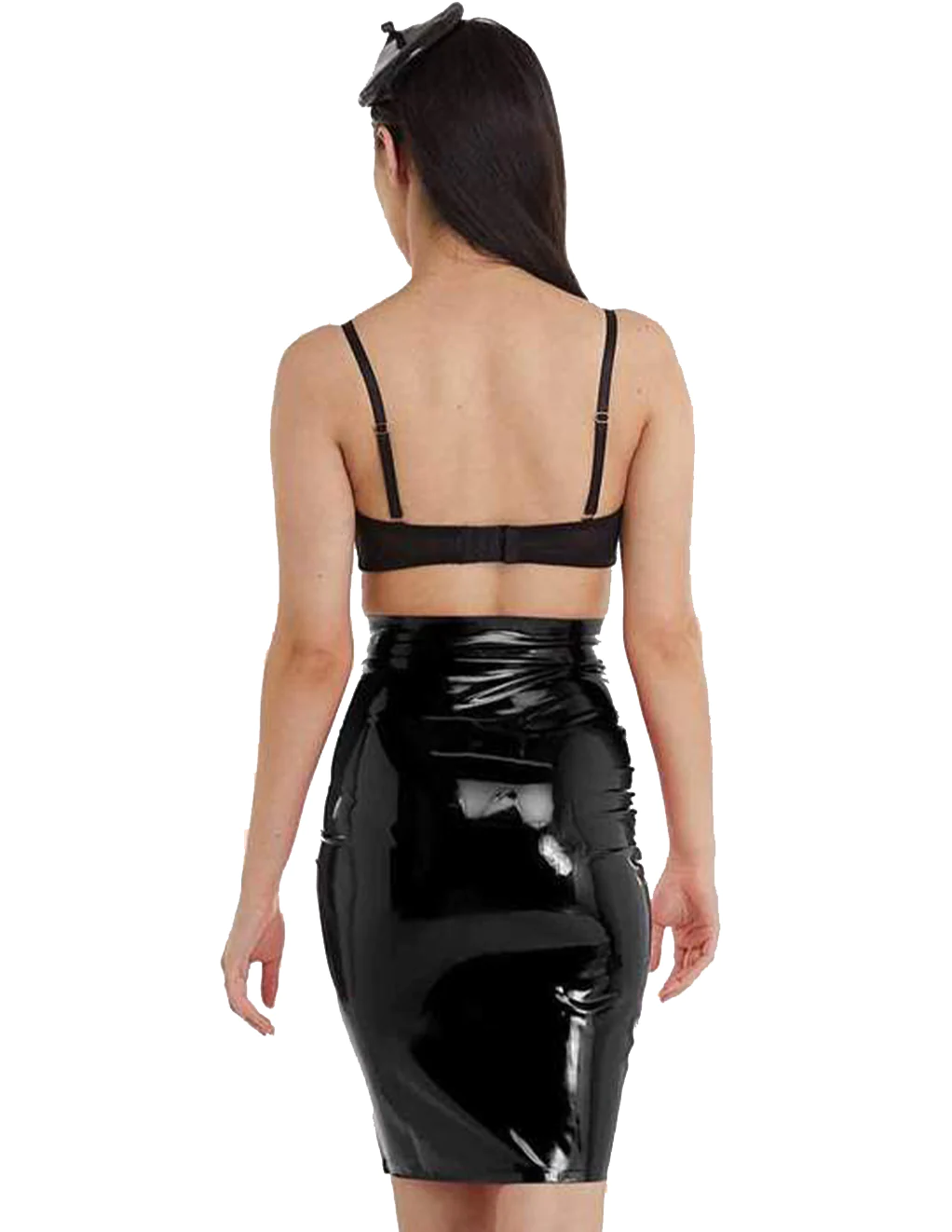 Latex Hobble Skirt - Black