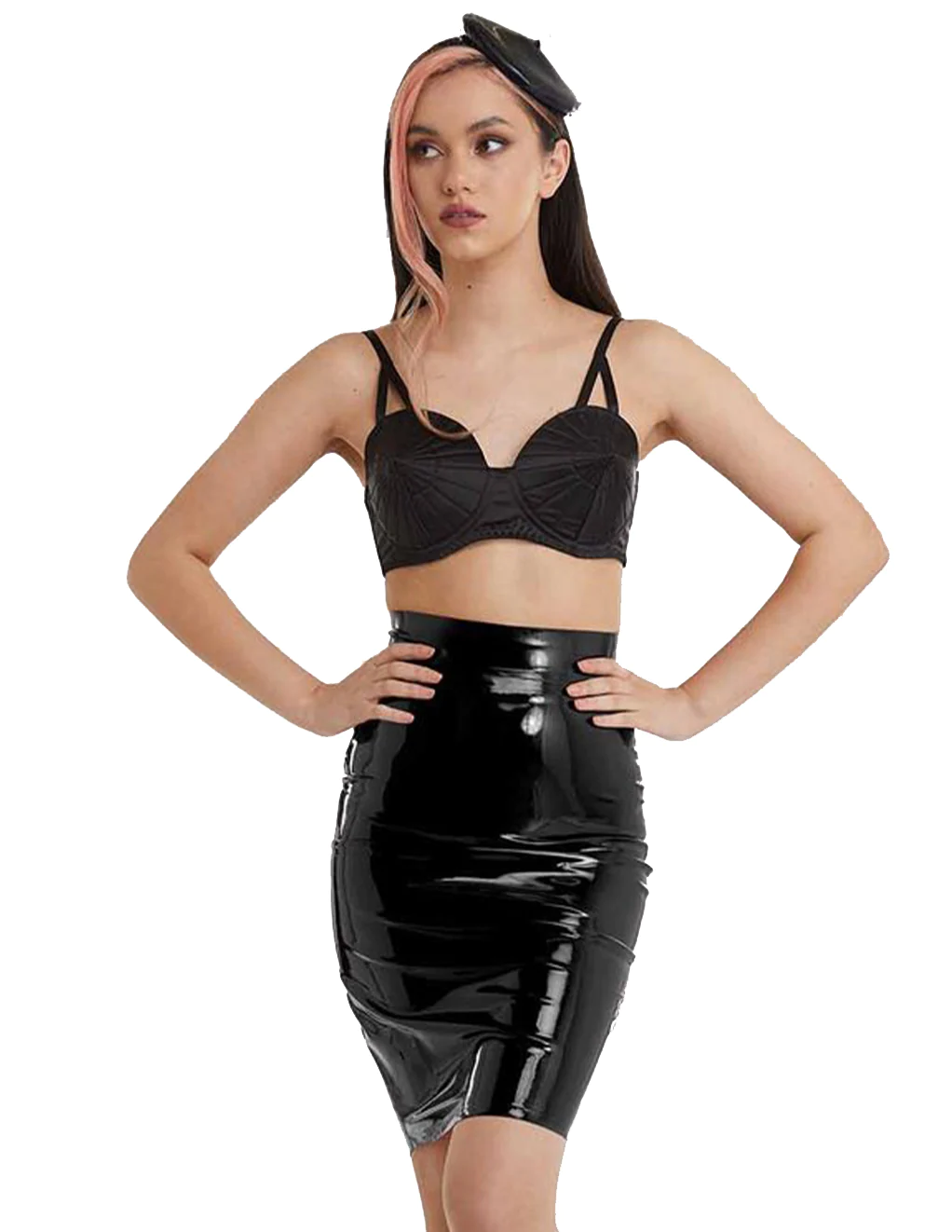 Latex Hobble Skirt - Black