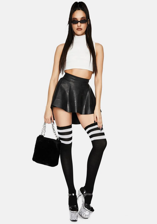 Latex Flippy Skirt - Black