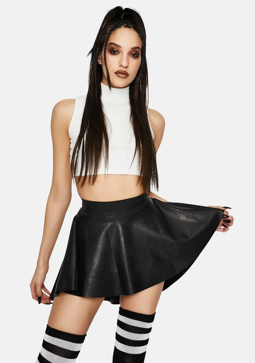 Latex Flippy Skirt - Black